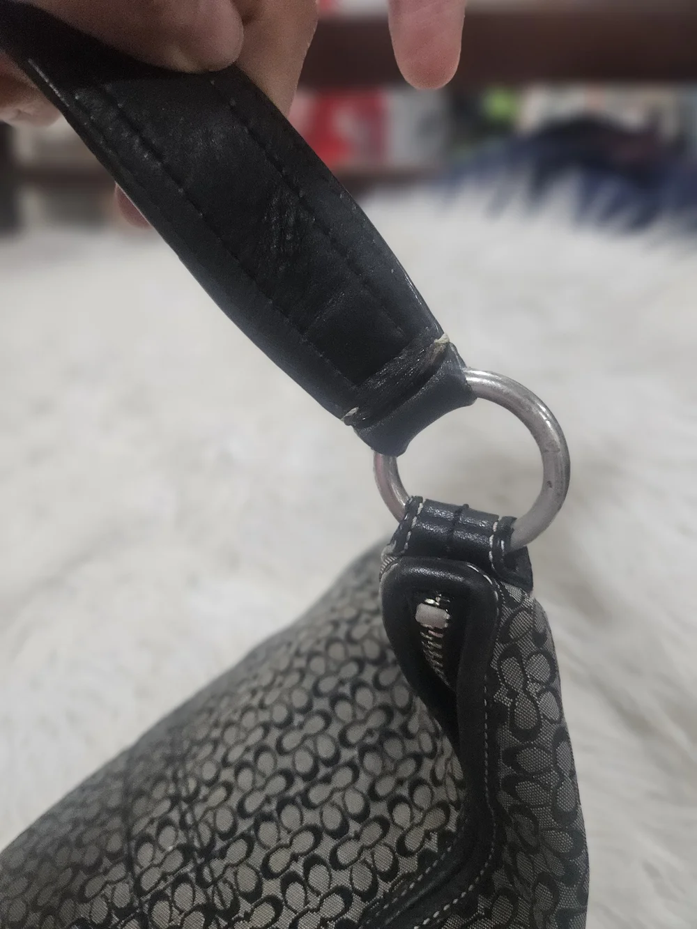 Classic Black Patterned Women's Shoulder Bag